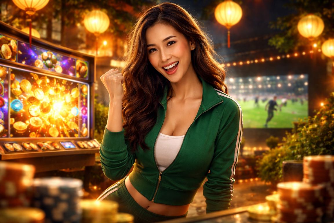 Người chơi slot game tại Hội An dưới ánh đèn lồng đêm